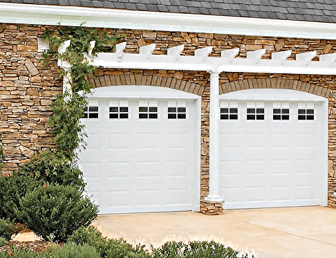 Traditional Short Panel with Stockton Windows garage door