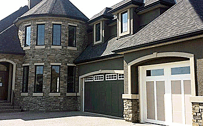 Palliser with Optional Clear Glass and Stockton Inserts custom garage door
