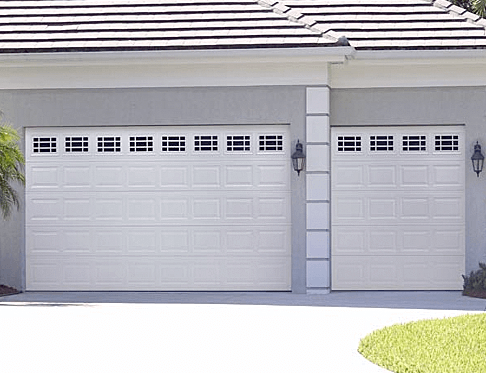 Traditional Short Panel with Prairie Windows garage door