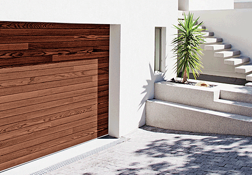 steel doors with the appearance of authentic wood garage door