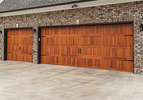 steel doors with the appearance of authentic wood garage door
