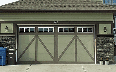 The Garrison with optional Stockbridge glass Inserts custom garage door