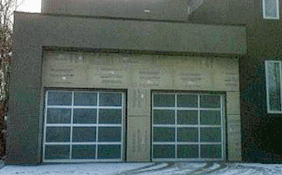 Esteem Doors Clear Anodized Aluminum with Satin Glass garage door
